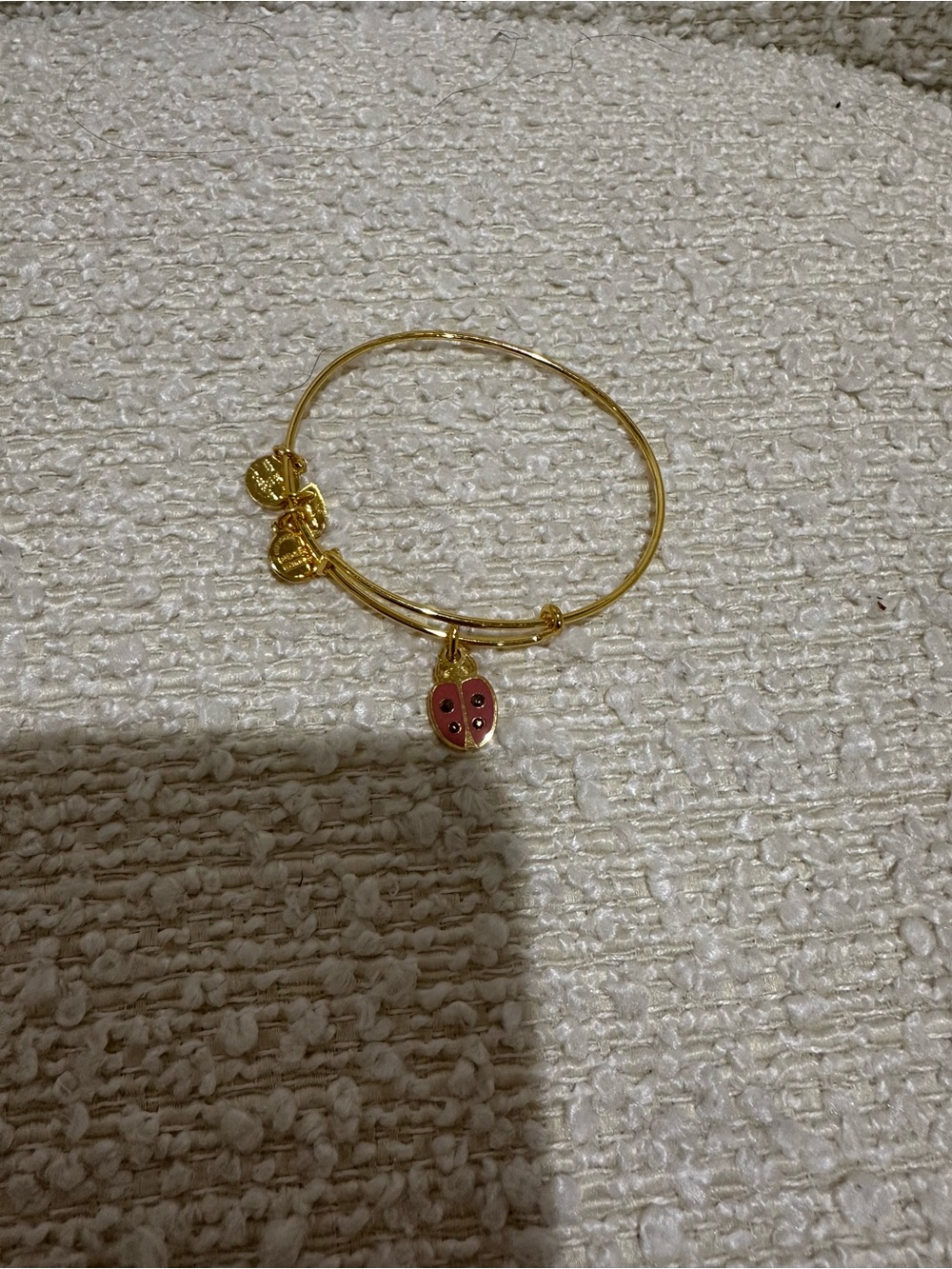 Alex and Ani Gold-Tone Bangle with Pink Ladybug Charm